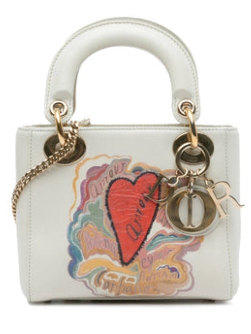 Christian DiorCalfskin Niki De Saint Phalle Dioramour Mini Supple Lady Dior Whit